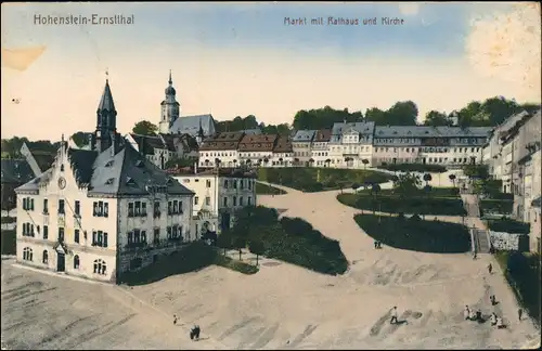 Ansichtskarte Hohenstein-Ernstthal Partie am Markt 1918