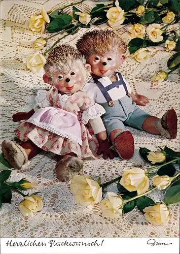 Mecki (Diehl-Film): Herzlichen Glückwunsch weiße Rosen auf dem Tisch 1970