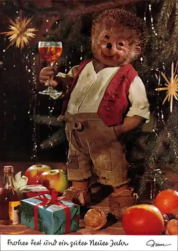 Ansichtskarte  Mecki (Diehl-Film): Weihnachten Punsch und Geschenke 1975