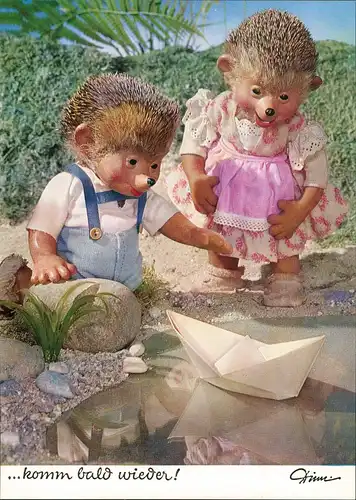 Ansichtskarte  Mecki (Diehl-Film): Papierboot Reise ... komm bald wieder! 1970