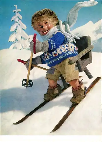 Ansichtskarte  Mecki Diehl-Film mit Comicfigur auf Ski 1975