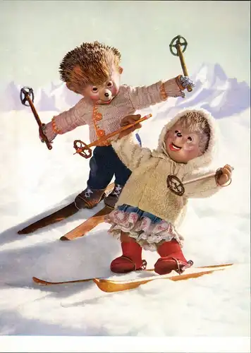 Ansichtskarte  Mecki (Diehl-Film): Skifahren Spass im Schnee 1970