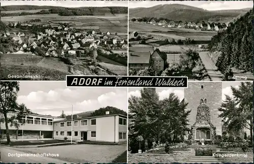 Ansichtskarte Adorf Waldeck-Diemelsee Totale, Siedlung, Kriegerdenkmal 1963