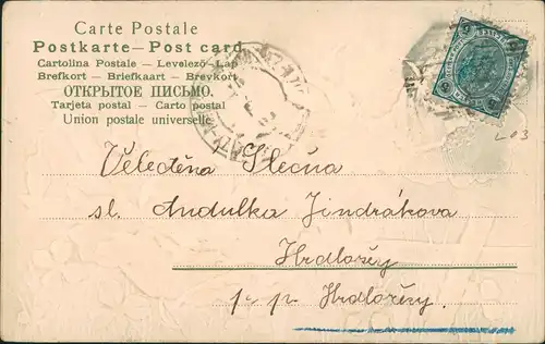 Geburtstag - MNohnblumen Prägekarte Jugendstil 1906 Prägekarte