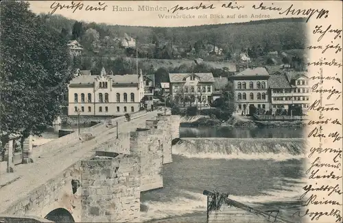 Ansichtskarte Hannoversch Münden Hann. Münden Brücke und Straße 1901