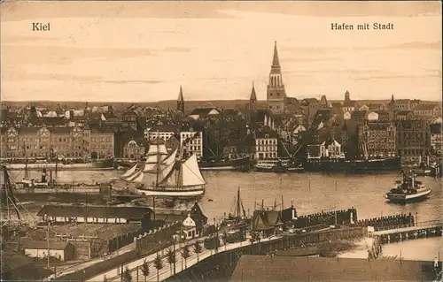 Ansichtskarte Kiel Hafen gel. Marineschiffspost 1913