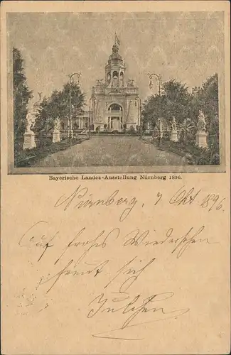 Ansichtskarte Nürnberg Bayerische Ausstellung Ganzsache Sonderstempel 1896