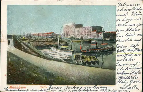 Ansichtskarte Mannheim Hafen - Dampfer 1902