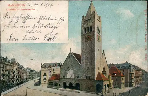 Ansichtskarte Mannheim Lindenhof Johanniskirche 1907