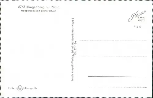 Ansichtskarte Klingenberg am Main Hauptstraße 1963