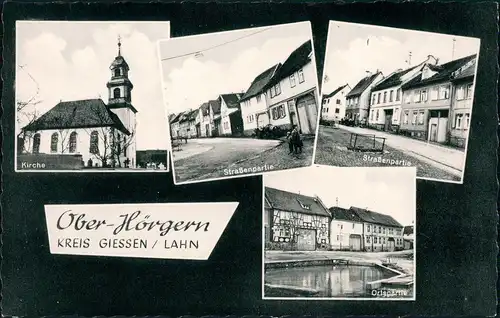 Ober-Hörgern-Münzenberg 4 Foto-Ansichten Kirche Strassen Häuser Ortspartie 1950