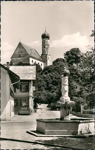 Ansichtskarte Marktoberdorf Allgäu Marktplatz mit Blick auf Pfarrkirche 1960