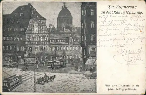 Ansichtskarte Chemnitz Neumarkt - Künstlerkarte 1918