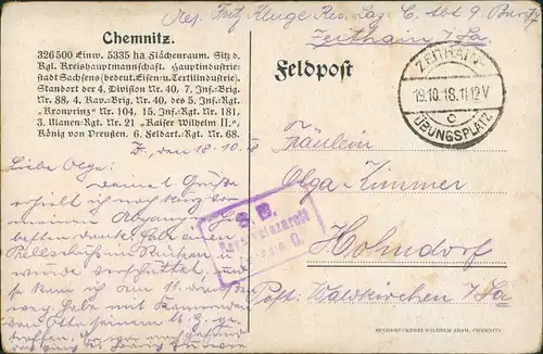 Ansichtskarte Chemnitz Neumarkt - Künstlerkarte 1918
