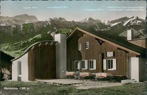 Ansichtskarte Bad Kohlgrub Hörnlehütte 1390 Meter hoch, Alpen Panorama 1960