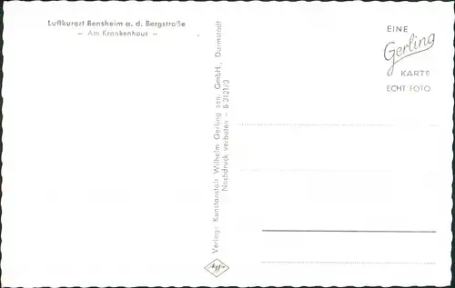 Ansichtskarte Bensheim Partie Am Krankenhaus 1960