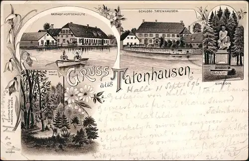 Ansichtskarte Halle (Westfalen) Schloß, Gasthaus, Wald - Gruss aus 1896 Luna
