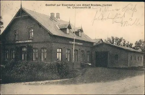 Oldenswort Gasthof zur Eisenbahn von Albert Broders, Harblek 1926