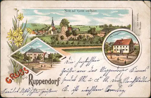 Ansichtskarte Litho AK Ruppendorf Stadt, Schule, Post 1902