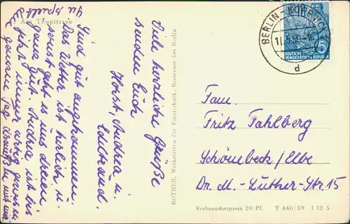 Ansichtskarte Teupitz Teupitzsee Segelboot Segler DDR See Ansicht 1959