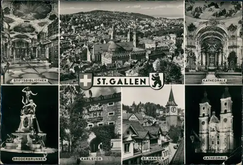 St. Gallen San Gallo / Sogn Gagl / St-Gall Mehrbild-AK 7 Foto-  1955