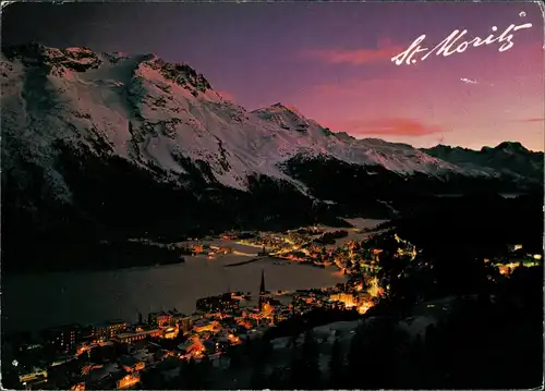 Ansichtskarte St. Moritz St. Moritz mit Piz Corvatsch, "Alpen-Glühen" 1972