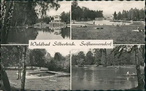 Seifhennersdorf DDR Mehrbild-AK 4 Ansichten Waldbad Siberteich 1966/1965