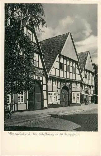 Wiedenbrück Langestrasse, alte Giebelhäuser, Fachwerkbauten 1950