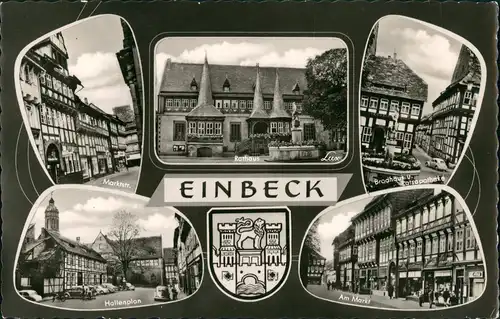 Einbeck 5 Foto-Ansichten & Wappen, ua. Hallenplan, Markt, Rathaus uvm. 1955