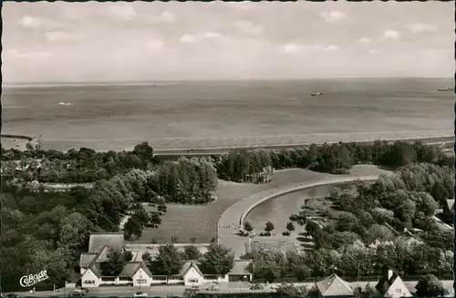 Döse-Cuxhaven Luftbild Überflug Kurpark See Nordsee Panorama 1958