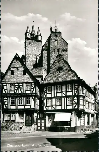 Ansichtskarte Diez (Lahn) Schloss und alte Häuser Fachwerk 1960