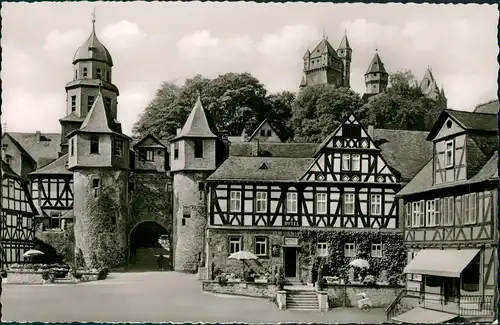 Ansichtskarte Braunfels (Lahn) Marktplatz mit Schloßaufgang 1960