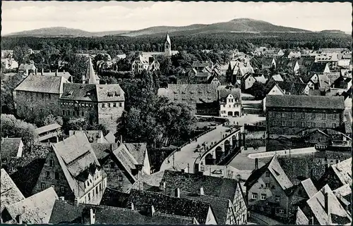 Ansichtskarte Lauf a.d.Pegnitz Panorama Blick auf Strasse & Umgebung 1955
