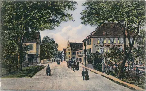 Ansichtskarte Eimeldingen Gasthaus zum Ochsen Straße 1912