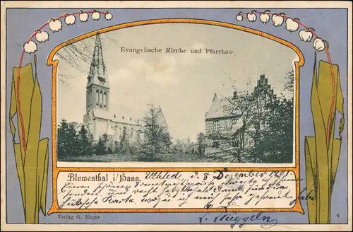 Ansichtskarte Blumenthal -Bremen Jugenstil-Rahmung - Kirche 1901