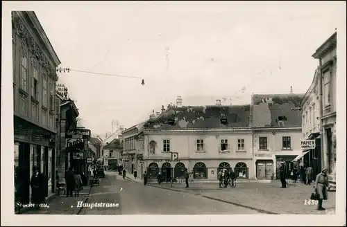 Ansichtskarte Stockerau Hauptstraße - Geschäfte 1943