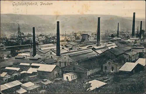 Ansichtskarte Deuben-Freital Stadt Gußstahlfabrik 1908