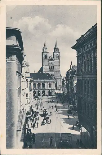 Ansichtskarte Magdeburg Alter Markt belebt mit Johanniskirche Kirche 1940