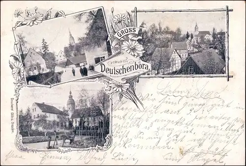 Ansichtskarte Deutschenbora-Nossen 3 Bild: Kirche, Straße 1902