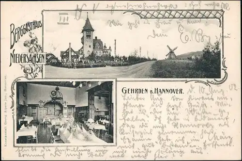 Ansichtskarte Gehrden Berggasthaus "Niedersachsen" Windmühle b. Hannover 1902
