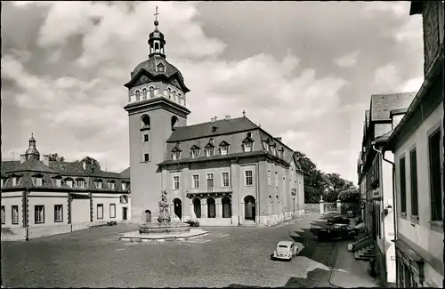 Ansichtskarte Weilburg (Lahn) Strassen Partie Marktplatz - Schloßkirche 1960