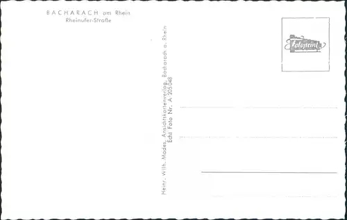 Ansichtskarte Bacharach Rheinufer-Straße (heutige Bundesstrasse 9) 1960