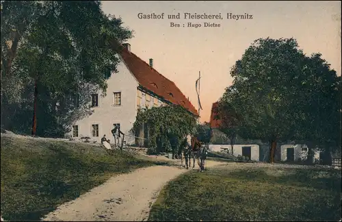 Ansichtskarte Heynitz-Nossen Gasthof und Fleischerei 1922
