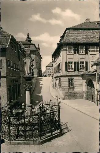 Bad Windsheim Kegetstraße mit alter Brunnen-Anlage od. Denkmal 1955