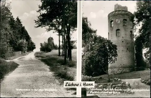 Lüchow (Wendland) Wetterstation i.d. altern Windmühle, Schloss-Turm  1967