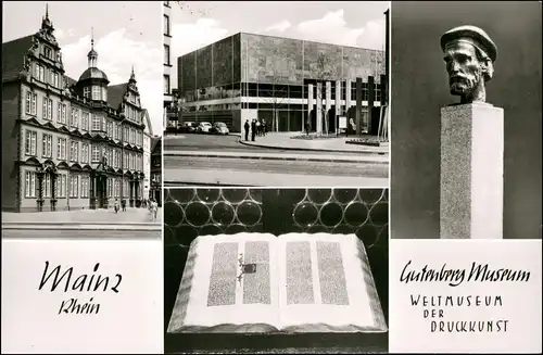 Ansichtskarte Mainz Mehrbild-AK Welt-Museum Druckkunst Gutenberg Museum 1955