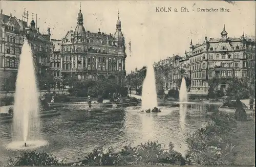 Ansichtskarte Köln Deutscher Ring - Springbrunnen 1913