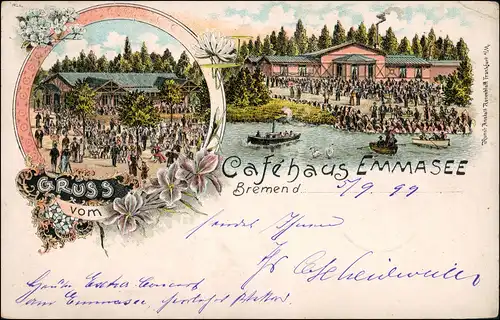 Ansichtskarte Litho AK Hamburg Cafehaus Emmasee 1899