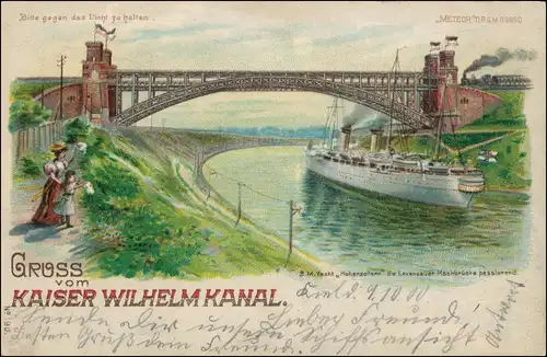 Holtenau-Kiel Holtenå Kaiser-Wilhelm-Kanal Halt gegen das Licht 1900