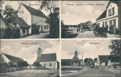 Schierau :: Raguhn-Jeßnitz  Kirchplatz, Pfarrhaus, Bäckerei Priorau 1913